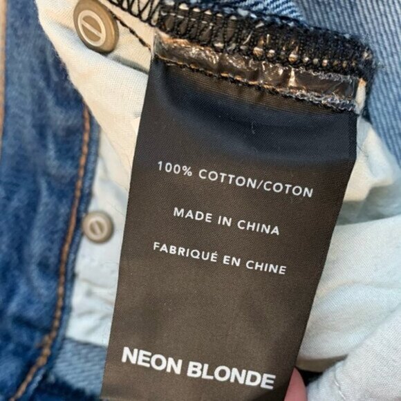 Urban Outfitters Neon Blonde Siren High Rise Tapered Jean Straight leg Distress - Picture 10 of 13